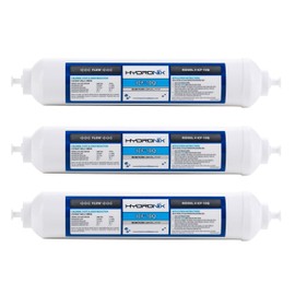 Hydronix ICF-10Q/3 Inline Post Activated Carbon Water Filter Replacement Cartridge with 1/4-Inch Quick Connect for Refrigerator, Ice Maker, RO Reverse Osmosis System, 2000 Gallons (3 Pack)