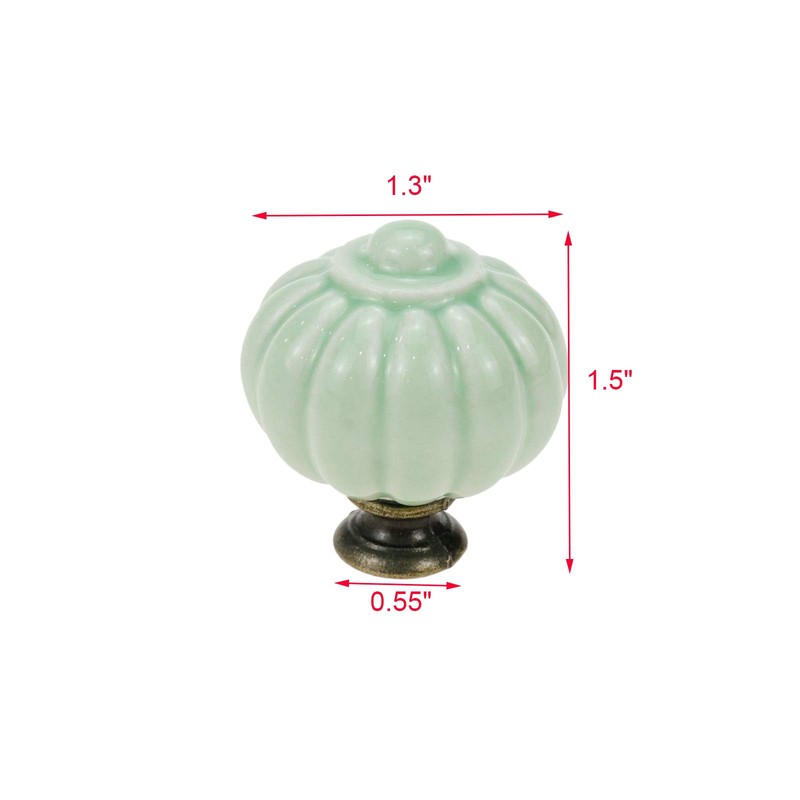 Geesatis 10 Pcs Light Green Ceramic Cabinet Knobs, Vintage Pumpkin