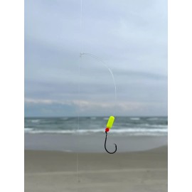Unbranded 1 Pompano Beach Pier Surf Fishing T-Knot Rig #1 Circle Hooks 25# Mono - Chartreuse