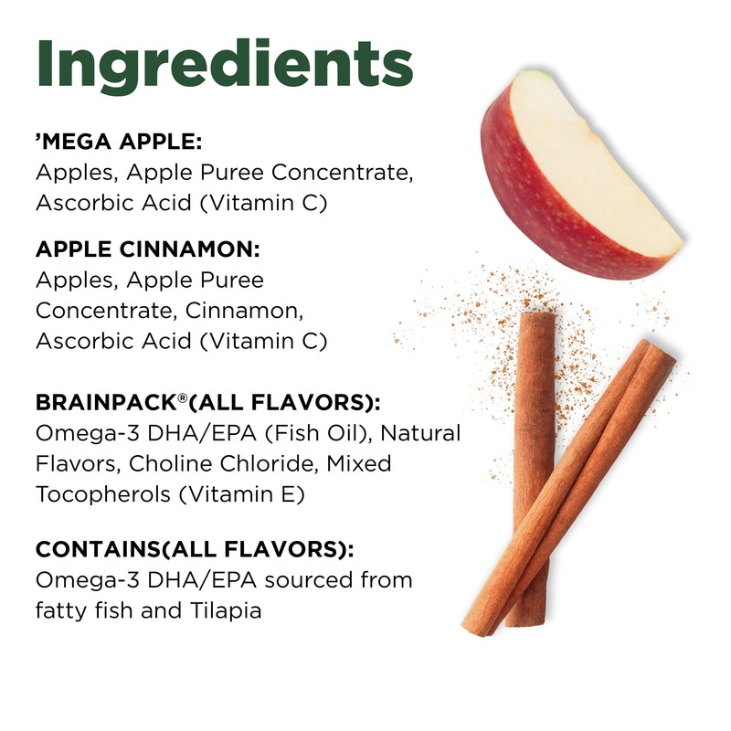 Brainiac Applesauce Variety Pack Pouches, Apple & Apple-Cinnamon, Unsweetened Applesauce