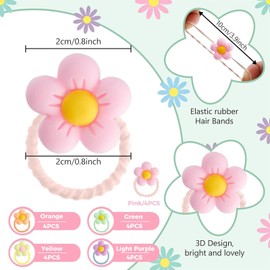 Rnigra Baby Hair Bobbles 20pcs, Hair Bands for Girls, Baby Hair Bands, Cute Flower Multicolor Elastic Scrunchies, 2cm Hair Ties for Women Girls Kids Infants Toddler