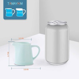 TAMAYKIM 4.5 oz Ceramic Cream Jugs, Small Creamer Pitcher Set with Handle, Mint Green Porcelain Creamers for Coffee, Tea, Milk, Jam, Sauces, 6 Pack