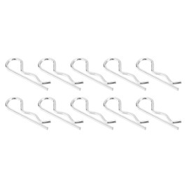 sourcing map 10Pcs 4mmx75mm Zinc-Plated Carbon Steel R Shaped Spring Cotter Pins, R Clips Cotter Pin Spring Fastener for Household Appliances, Sports Equipment, Car Mechanics Repair (White)