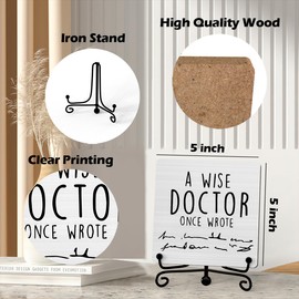 Doctor Gifts, A Wise Doctor Once Wrote Sign, Desk Decorations For Office Home, Shelf Decor, Inspirational Gifts For Medical Assistant, Funny Office Decor, Wooden Plaque With Stand (C05)
