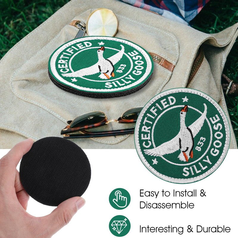 4 Pcs Funny Goose Loop and Hook Patch Certified Silly