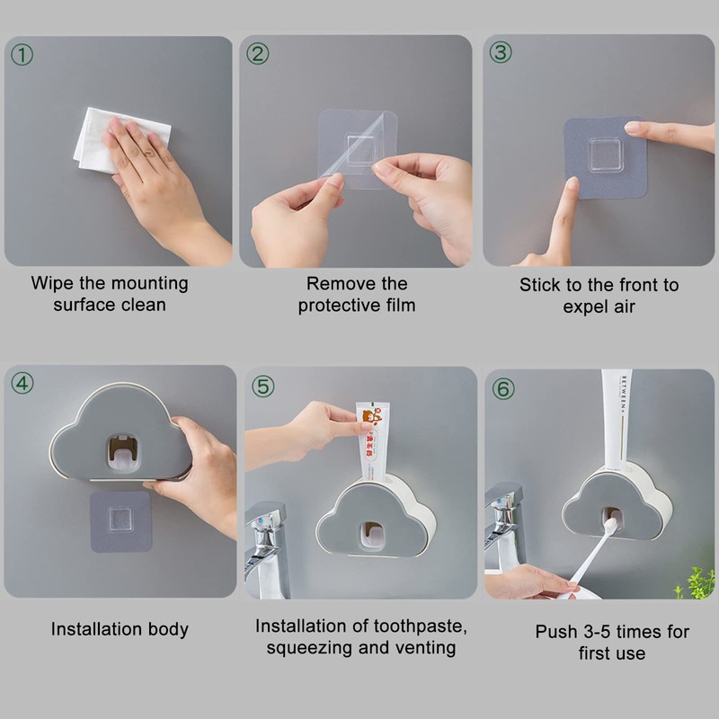 YouYuer 2 x Automatic Toothpaste Dispenser, Toothpaste Dispenser, Automatic Wall,