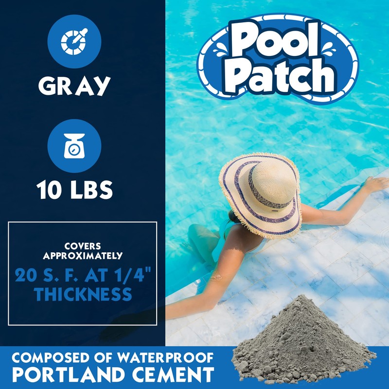 Pool Patch PTSRKG10 Gray Pool Tile Setting Repair Kit, 10-Pound