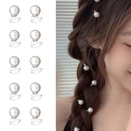 10pcs Mini Pearl Hair Clips - Small Imitation Pearl Hair Buckles Sweet Style Claw Clips Suitable for Daily Use Hair Accessories White Sparkling Acrylic Hair Barrettes for Hair Styles