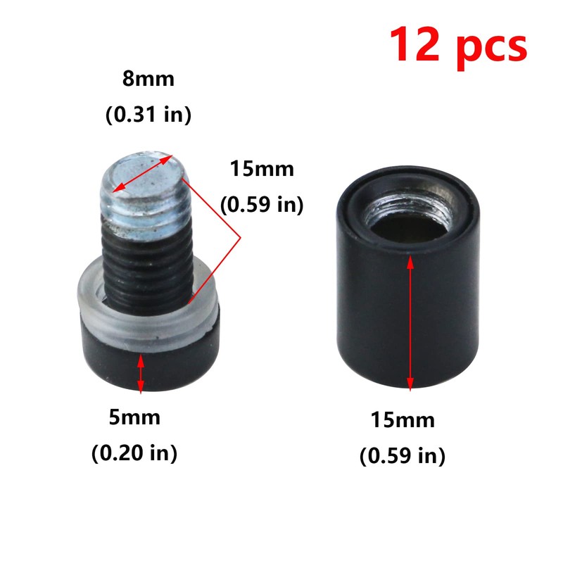Antrader 12 Pack Stainless Steel Glass Standoff 1/2" x 3/4",