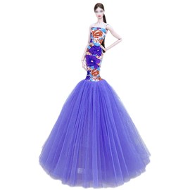 Fashion Princess Wedding Dress Party Gown Clothes for 11.5inch Doll Fishtail Dresses 1:6 Dolls Accessories (Style H)