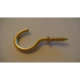 Bohle Innovation Solutions 50 OOK Brass Plated Cup Hooks 1 3/4" Long 1 1/4" Curve Screw In Hook + SAMPLES