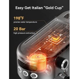 Neretva Espresso Machine 20 Bar, Super Compact Espresso Maker Stainless Steel Professional Coffee Machine Espresso with Power Steam & LED Display for Home Barista Latte and Cappuccino Maker