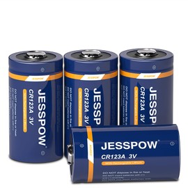 JESSPOW CR123A 3V Lithium Battery 4 Pack, 123A Batteries 3V High Power Long-Lasting for Tactical Flashlight, Microphones【Non-Rechargeable】