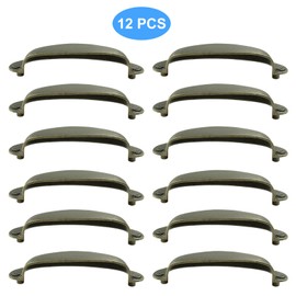 PHITUODA 12 Pack Antique Bronze Cup Drawer Pulls 3.5 Inch Hole Center, Vintage Drawer Pulls Handles Cabinet Pulls, Kitchen Cabinet Wardrobe Furniture Hardware (Length: 105mm Width: 38mm)