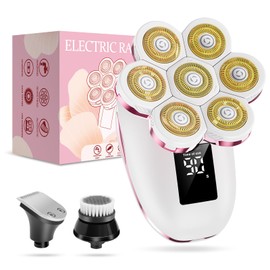 3-in-1 Electric Razors for Women,Bikini Trimmer for Women,7D Painless Electric Shaver with Facial Cleansing Brush,Gifts for Women, Hair Remover for Legs Water Resistant Wet/Dry(Pale Pink)