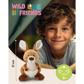 NICI 61713 Cuddly Toy Kangaroo Kelly 21 cm - Brown - Soft Plush Toy - Cute Plush Toy for Cuddling and Playing, for Children and Adults, Great Gift Idea