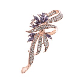 Alilang Vintage Shiny Crystal Rhinestones Flower Bouquet Brooch Lapel Pins Breastpin for Wedding Banquet, Rose Gold