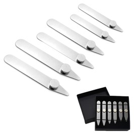 LONGHAO 6 pieces, collar stays, metal shirt collar, shirt collar, corner piece, silver shirt collar holder, collar stays, set of 3 sizes, for most business suit shirts, High-quality stainless steel,