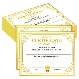 Gold Certificate of Completion Award Card 8 x 10 Inch Certificate of Achievement Awards 25 Pcs Graduation Diploma Award Certificates for Graduation Diploma Achievements for Students,School Ceremony