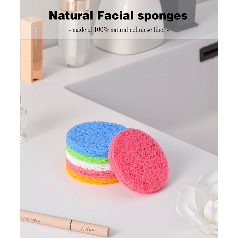 50-Count Compressed Face Sponges for Aestheticians, 100% Natural Cellulose Face