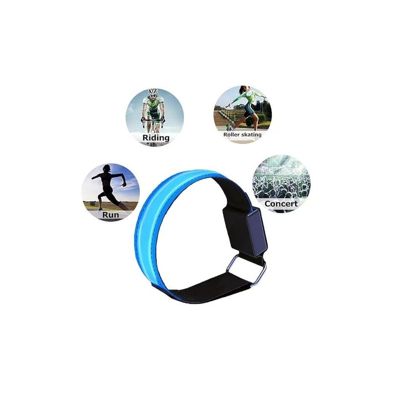 TRIXES Reflective 2PC LED Armbands - Hook and Loop Fastening