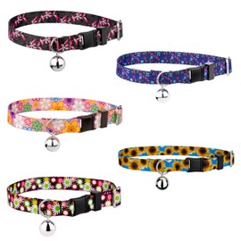 Country Brook Petz - Blueberry Fields Cat Collar - Floral Collection Featuring Charming Designs