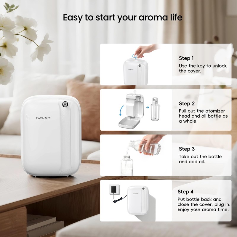 Waterless Essential Oil Diffuser,(Two 50ml Fragrances Included) 2000 Sq.Ft Coverage
