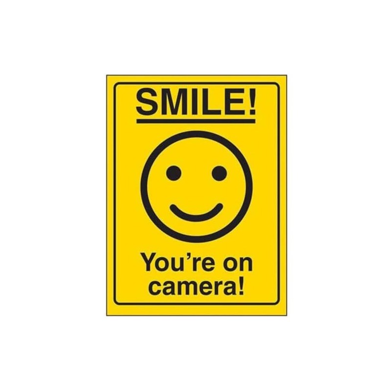 V Safety Smiley Face You're On Camera Sign - 150mm