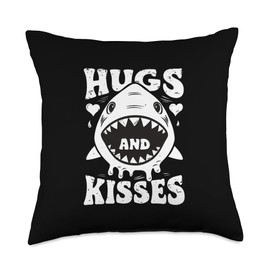 Kisses And Hugs Cute Shark Bite Adult and Kids Tees and Bag Throw Pillow
