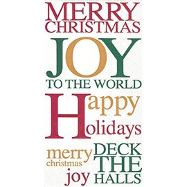 Ideal Home Range 3-Ply Paper Joy to the World, 16 Count Guest Towel Napkins Set of 2