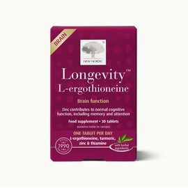 New Nordic Longevity L-Ergothioneine Antioxidant Tablets, Zinc, Vegan, 30ct