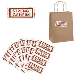 Xinfin 48pcs "Streng Geheim" Sticker for Party Bags Gift Bags Party Bags Birthday Bags Detective Party Children's Birthday Party (Streng Geheim)