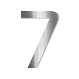 Metzler Stainless Steel House Number – Modern Design – Weatherproof and Easy to Clean – Bauhaus Font – Plug-In Dowel – Height 14 cm – Number 7