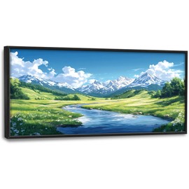 Mountain River Large Wall Art Framed Nature Scenery Wall Decor for Living Room Mountain Landscape Pictures Oversized Canvas Print Painting Modern Extra Large Framed Artwork for Bedroom Office 60"x30"