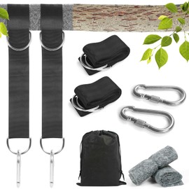 KIKIGOAL Swing attachment, hammock attachment hanging chair attachment with 2 tree protection pads and 2 premium carabiners and storage bag, holds up to 500 kg (1.5 m)