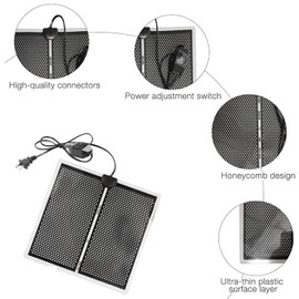 KABASI Reptile Heating Pad with Temperature Adjustment, Waterproof Reptile Heat Mat Under Tank Pad for Reptiles Tortoise Snakes Lizard Gecko Hermit Crab Turtle Amphibians (14W 11x11 in)