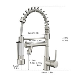 FLG Modern Design Single Handle Pull Down Brass Kitchen Faucet High Quality Torneira for Hotel Use Single Hole InstallationColor: 191-33N-45-LED, Surface Finishing: Other