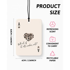 FISWAFY Black Leopard Print Car Air Freshener 4 Pcs, Trendy Cheetah Lucky 8 Ball Ace Card Hanging Air Freshener for Cars Closet Drawer Books, Leopard Car Accessories Mirror Decor for Women