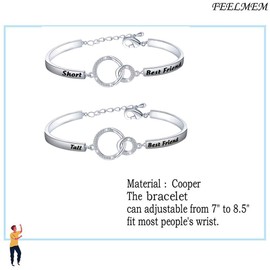 FEELMEM Bracelet Bangle Best Friends Matching Set of 2 Copper Friendship Gifts for Women