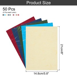 Rebower 50 Sheets Natural Fiber Mulberry Origami Paper 6x8 Inch Visible Folding Washi Paper,[for Junk Journals, Card Making, DIY Craft Writing Painting, Decorative Scrapbook]-Mixed Colors