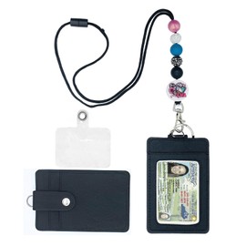 Lanyards for Id Badges and Keys, Retractable Badge Holder with Detachable Lanyard and Fashionable Carabiner Clip, Leather Holder of 3 Card Slots, Nurse Teacher Office Gifts (Nurse CNA)