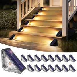 SOLPEX Solar Step Lights for Outside,Step Lights Outdoor Solar Powered Waterproof IP65,Solar Stair Lights for Step,Stair,Patio,Yard,Deck,Wall(16 Pack,Warm White)