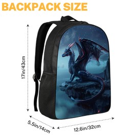 DOINBEE Kids Dragon Backpack, Cool Blue Dragon Standing on the Cliff Edge School Backpacks for Boys Girls, Animal Print Bookbag Water Resistant 17" Laptop Bags Casual Travel Daypack