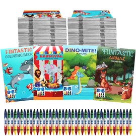 Bottles N Bags Bulk Coloring Books & Crayons 4 Colors For Each Book, 2 Double Thicker Crayons, For Kids, in Restaurants, Doctor Waiting Rooms, Hospitals, Great Party Favors 48 PACK