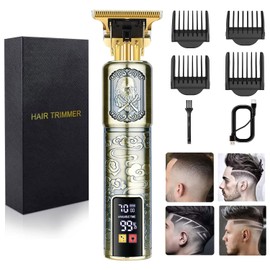 Hair Clippers for Mens Cordless Hair Trimmer T-Blade Trimmer Professional Haircut & Grooming Kit Rechargeable Clippers Hair Trimmer Shaver Cutting Kit with LCD Display (Figure-02)