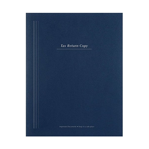 Tax Return Folder with Pockets and Vertical Stripe (Blue)