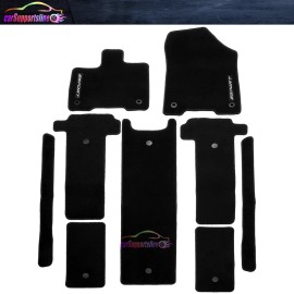 Unbranded Fits 21-25 Toyota Sienna 7 Passenger Black Nylon Floor Mat Carpet w/ White Sport