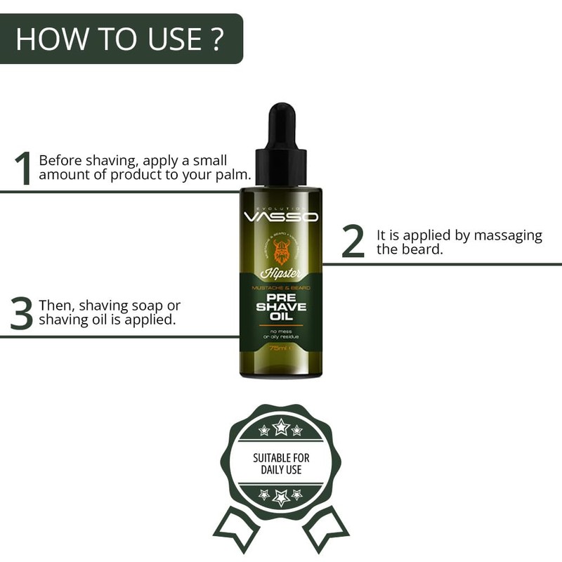 Vasso Hipster Mustache & Beard Pre Shave Oil 75 ml
