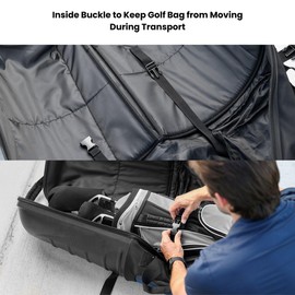 Birdie Barn Golf Travel Bags for Airlines - 2-Sided Ample Storage, Durable, Water-Resistant Luggage with Reinforced Wheels and Hard Case Top for Safe Club Transport