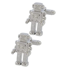 COLLAR AND CUFFS LONDON - Luxury Cufflinks for Men with PRESENTATION GIFT BOX - Robot - Solid Brass - Modern Technology Mechanics Engineering - Silver Colour